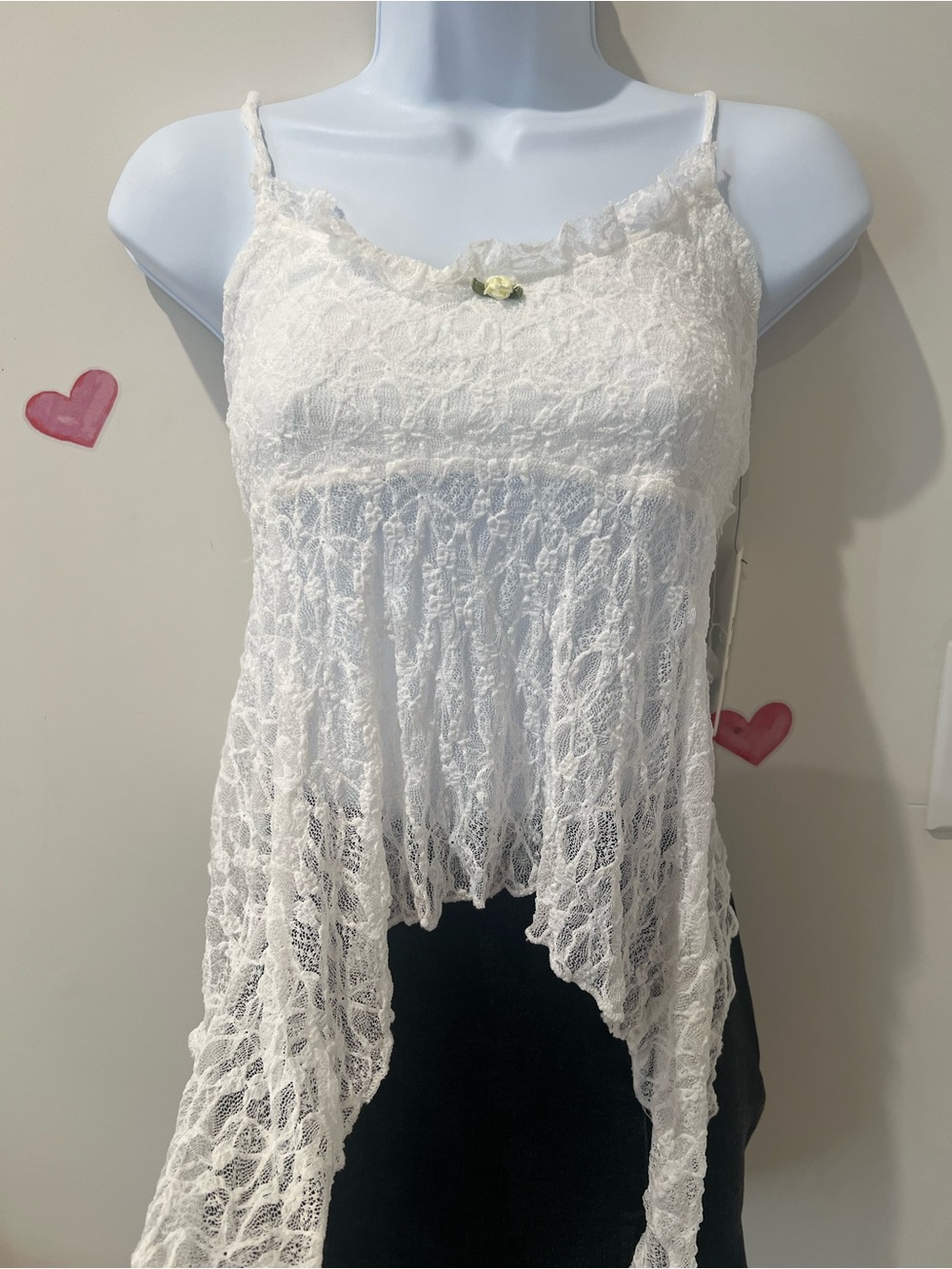 White Lace Draped Camisole with Scalloped Trim